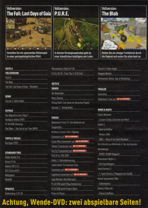 Back Cover for The Fall: Last Days of Gaia - Reloaded (Windows) (PC Action 12/2008 covermount)