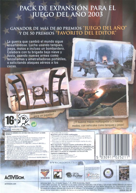 Back Cover for Call of Duty: United Offensive (Windows)