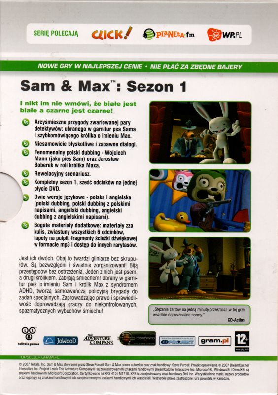 Back Cover for Sam & Max: Season One (Windows) (Top Seller release)