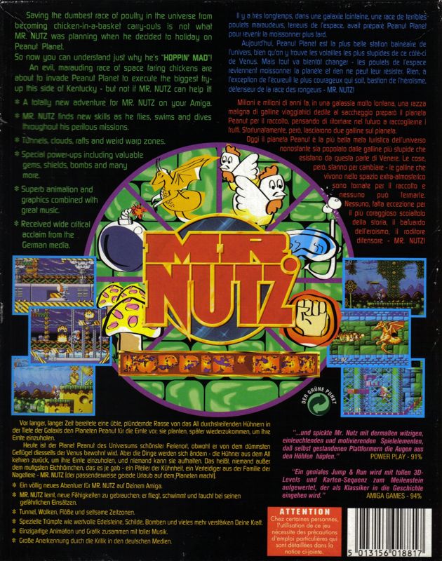 Back Cover for Mr. Nutz: Hoppin' Mad (Amiga)