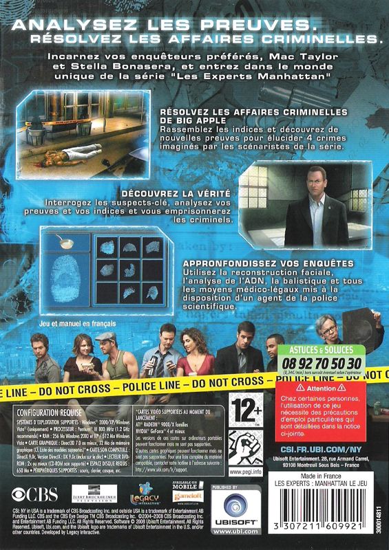 Back Cover for CSI: NY - The Game (Windows)