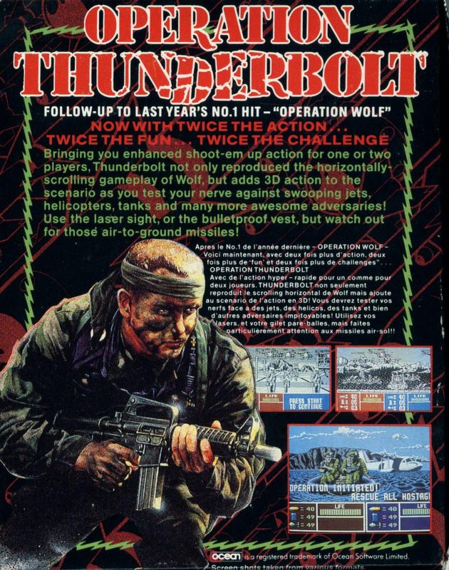 Back Cover for Operation Thunderbolt (ZX Spectrum) (Spectrum +3 disk release)