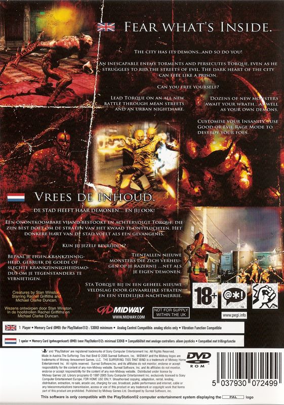 Back Cover for The Suffering: Ties That Bind (PlayStation 2) (General European release)