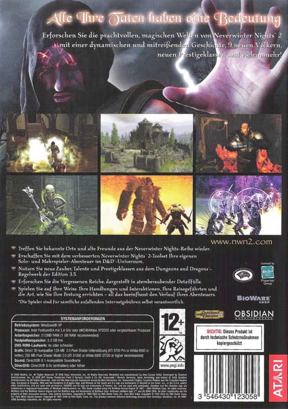 Back Cover for Neverwinter Nights 2 (Windows)