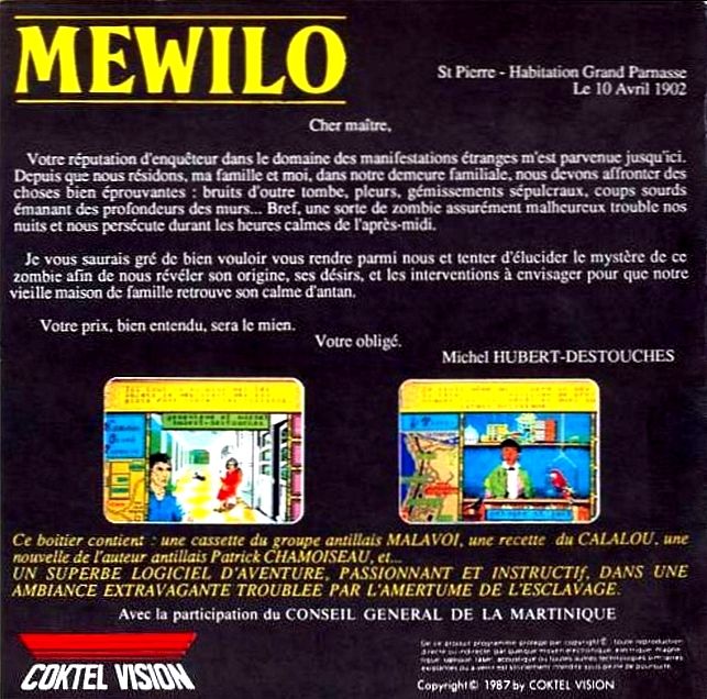 Back Cover for Méwilo (Amstrad CPC)