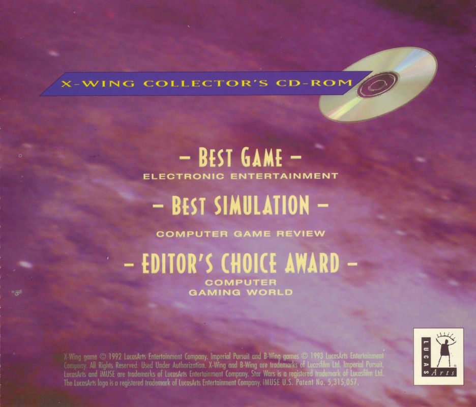 Other for Star Wars: X-Wing - Collector's CD-ROM (DOS) (White Label release): Jewel Case - Back