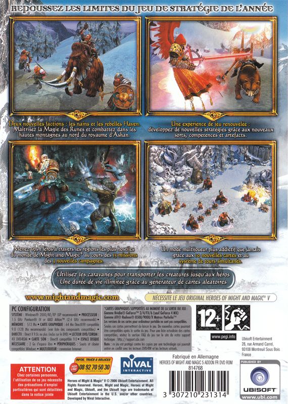 Back Cover for Heroes of Might and Magic V: Hammers of Fate (Windows)