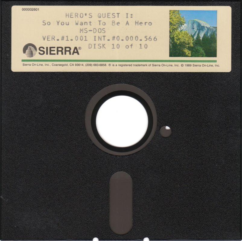 Media for Hero's Quest: So You Want to Be a Hero (DOS) (Free Prodigy IPS Start-up Kit included): 5.25" Disk 10/10