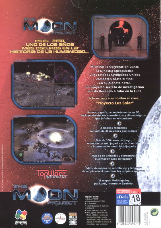 Back Cover for Earth 2150: The Moon Project (Windows) (Dinamic Multimedia Spain release)