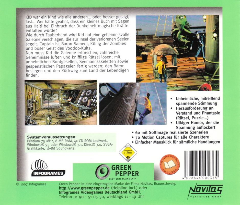 Back Cover for VooDoo Kid (Windows and Windows 3.x) (Green Pepper release)
