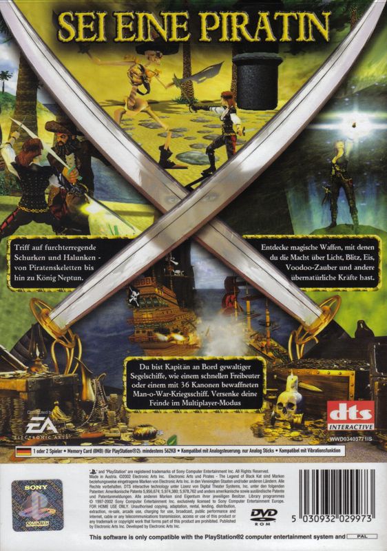 Back Cover for Pirates: The Legend of Black Kat (PlayStation 2)
