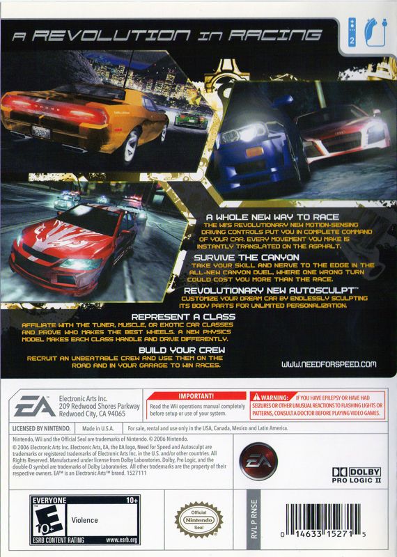 Need for Speed Carbon cover or packaging material MobyGames