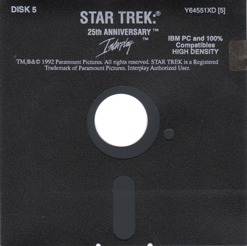 Media for Star Trek: 25th Anniversary (DOS) (5.25" Disk Release): Disk 5/5