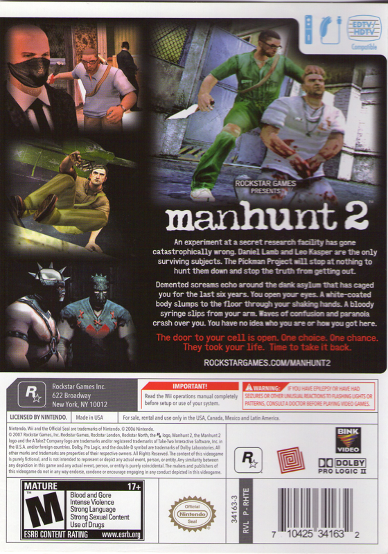 Back Cover for Manhunt 2 (Wii)