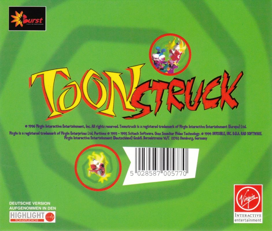 Other for Toonstruck (DOS): Jewel Case - Back