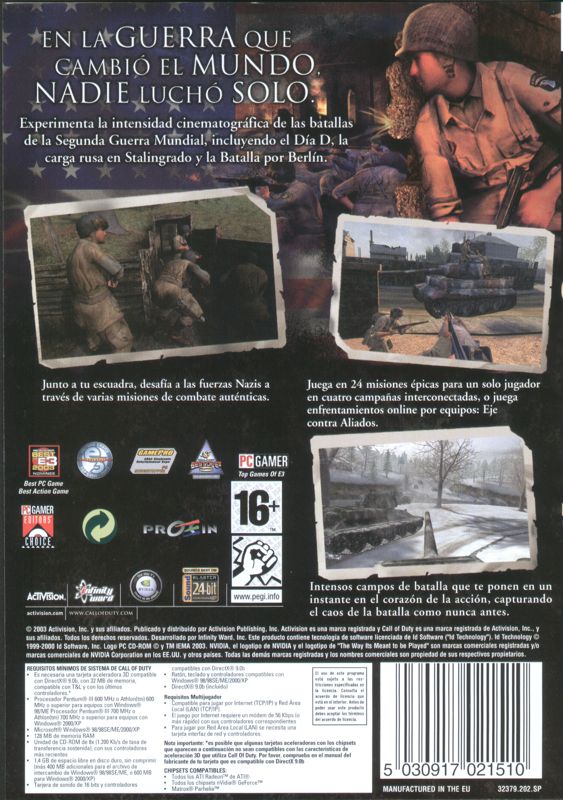 Back Cover for Call of Duty (Windows)