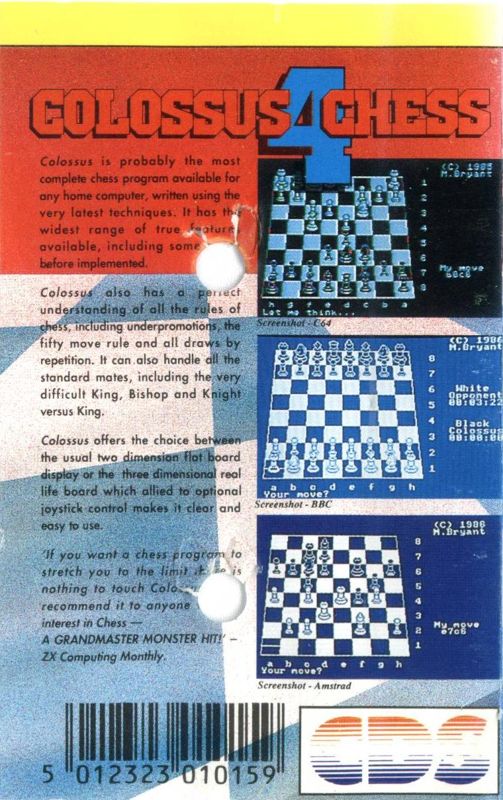 Back Cover for Colossus Chess 4 (ZX Spectrum)