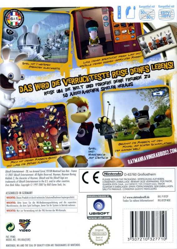 Back Cover for Rayman: Raving Rabbids 2 (Wii)