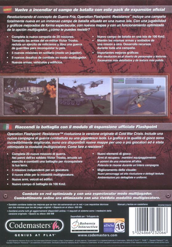 Operation Flashpoint: Resistance cover or packaging material - MobyGames