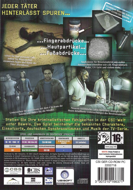 Back Cover for CSI: Crime Scene Investigation - Dark Motives (Windows)