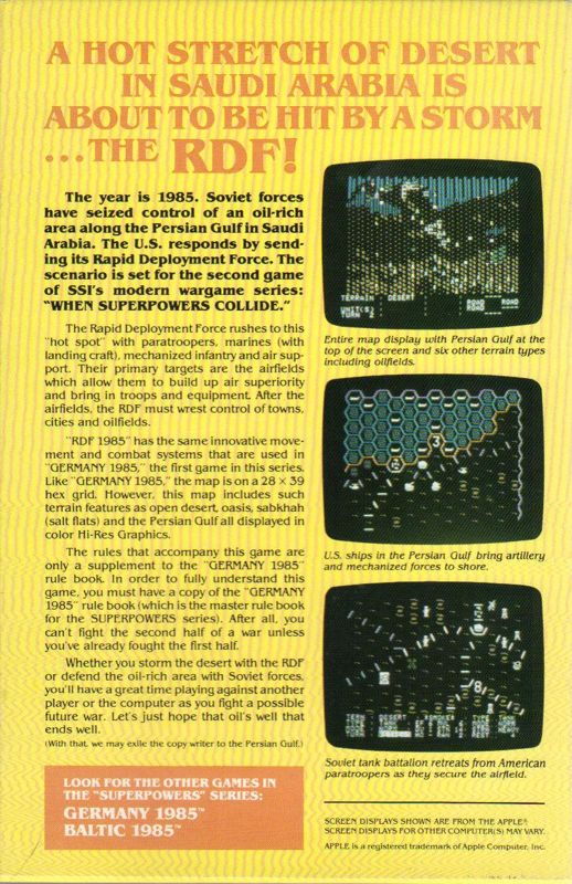 Back Cover for RDF 1985 (Apple II)
