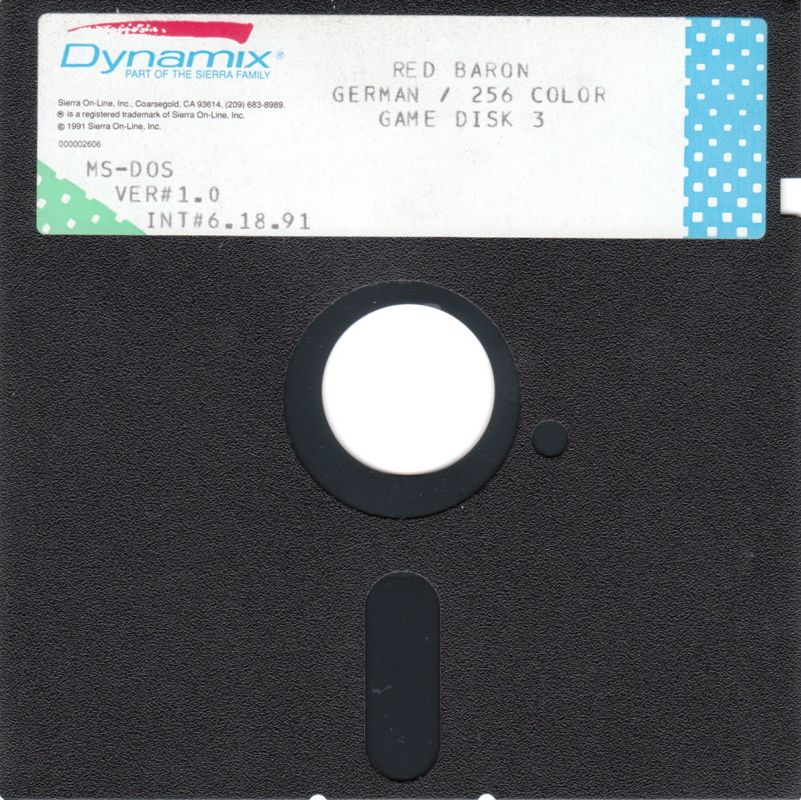 Media for Red Baron (DOS) (5.25" Disk release): Disk 3/3