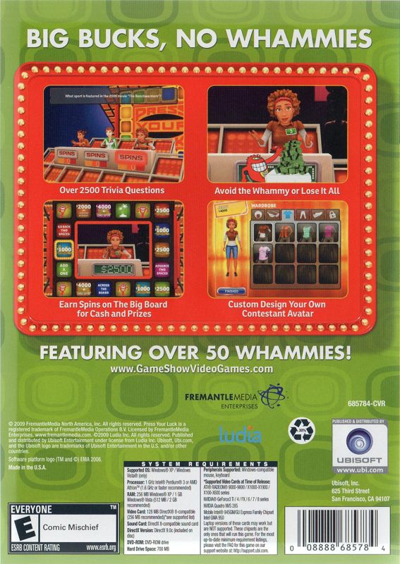 Back Cover for Press Your Luck: 2010 Edition (Windows)