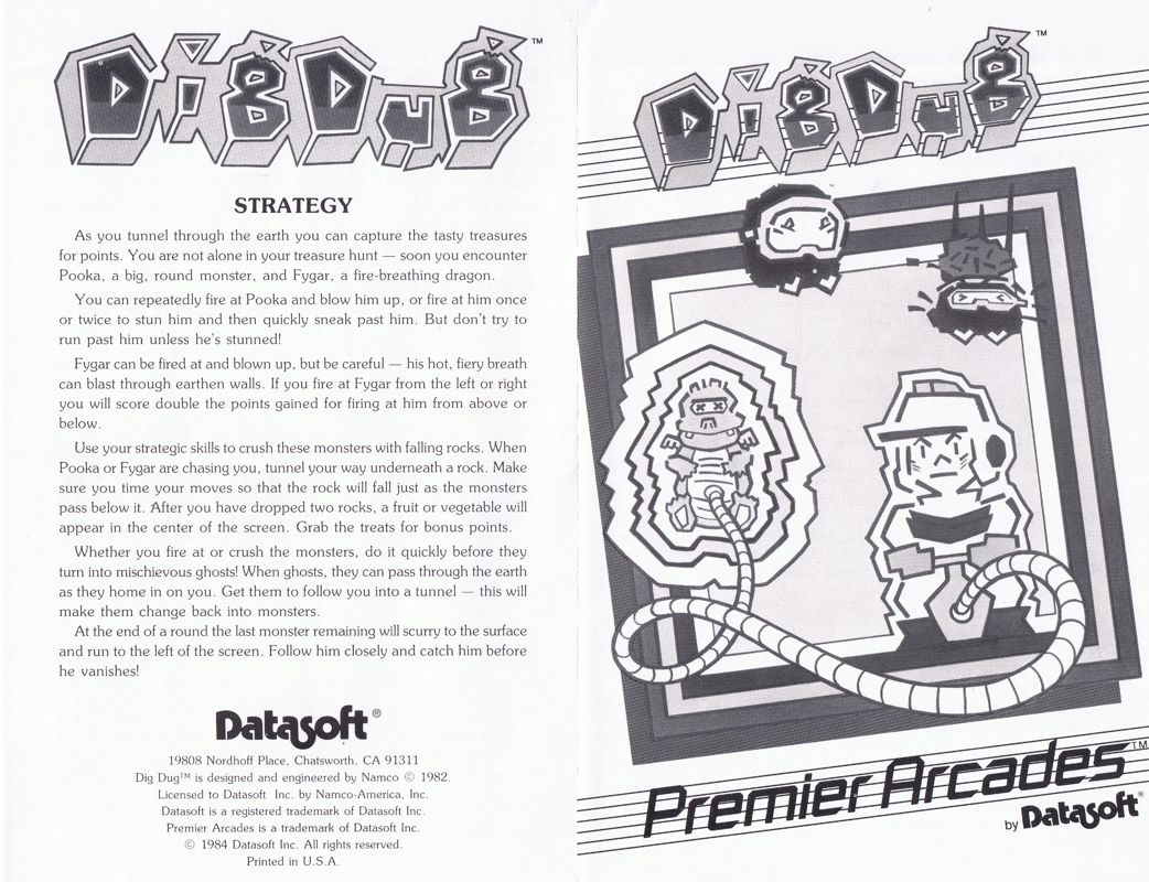 Manual for Dig Dug (Atari 8-bit and Commodore 64)