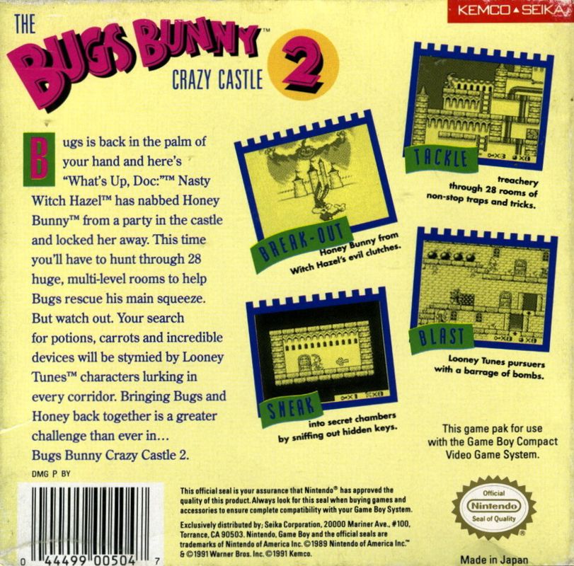 Back Cover for The Bugs Bunny Crazy Castle 2 (Game Boy)