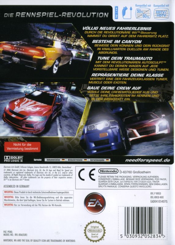 Back Cover for Need for Speed: Carbon (Wii)