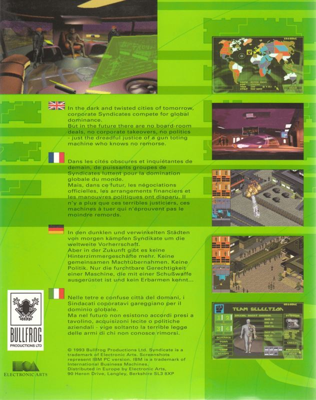 Back Cover for Syndicate (DOS) (3.5" disk release)
