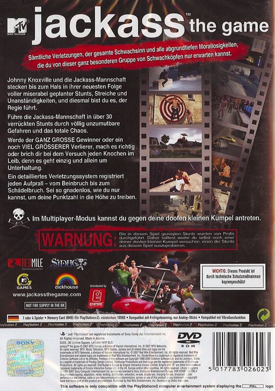 Back Cover for Jackass: The Game (PlayStation 2)