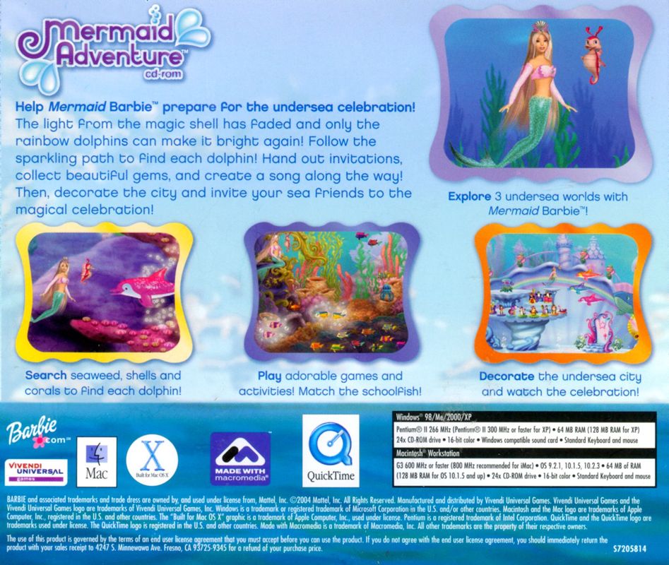 Other for Barbie Mermaid Adventure (Macintosh and Windows): Jewel case - back