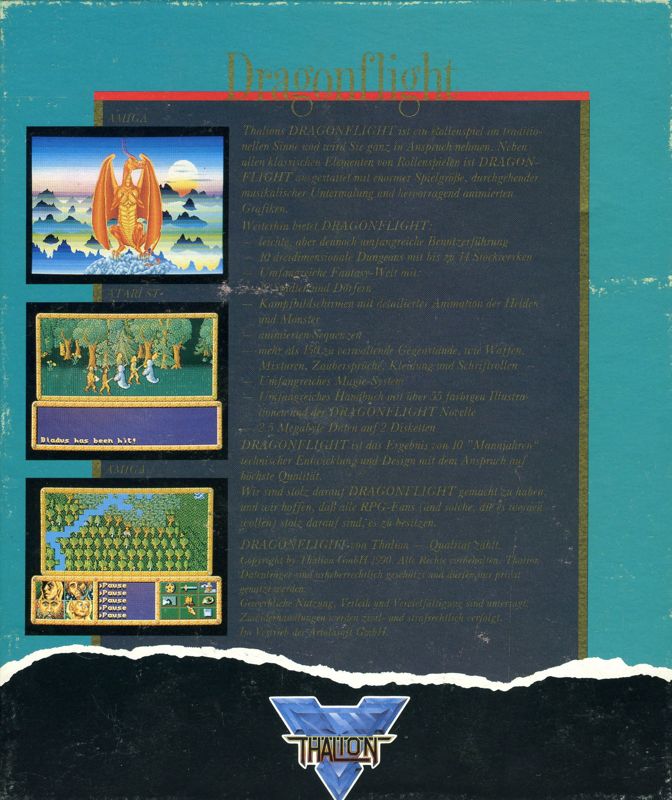 Back Cover for Dragonflight (DOS)