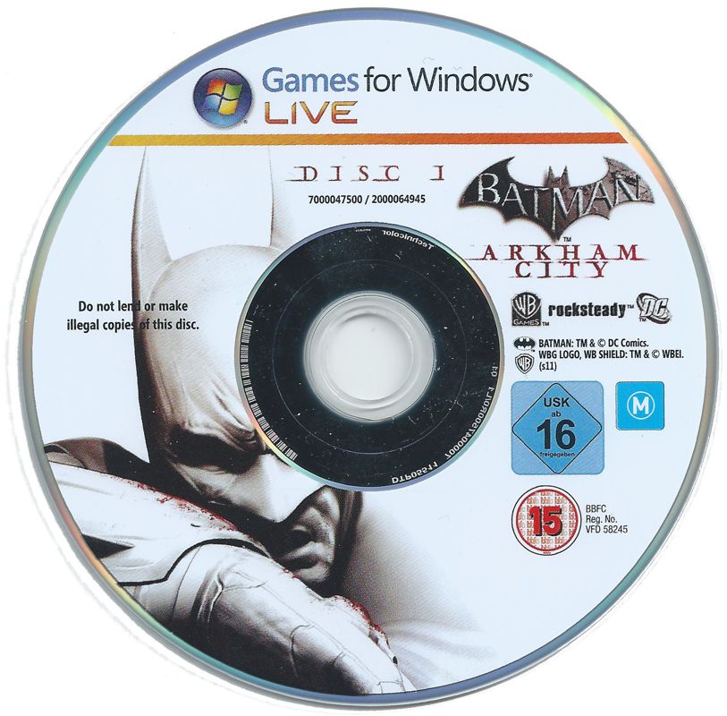 Media for Batman: Arkham City (Windows): Disc 1