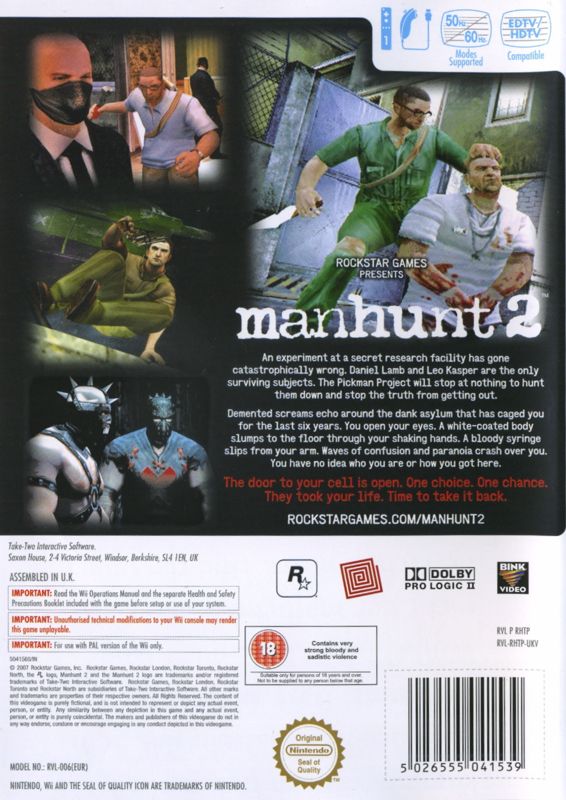 Back Cover for Manhunt 2 (Wii)