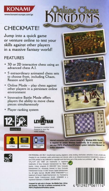 Back Cover for Online Chess Kingdoms (PSP)