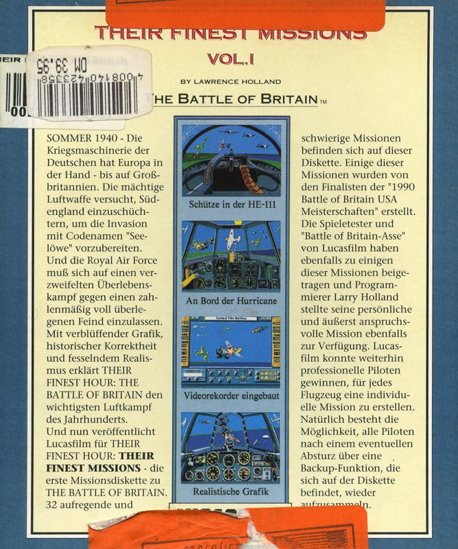 Back Cover for Their Finest Missions: Volume One (Amiga)