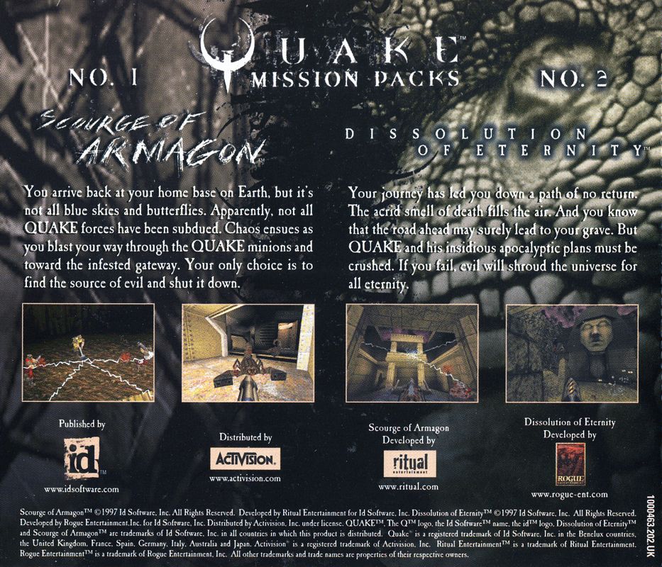 Other for Quake: The Offering (DOS): Mission Packs - Jewel Case - Back