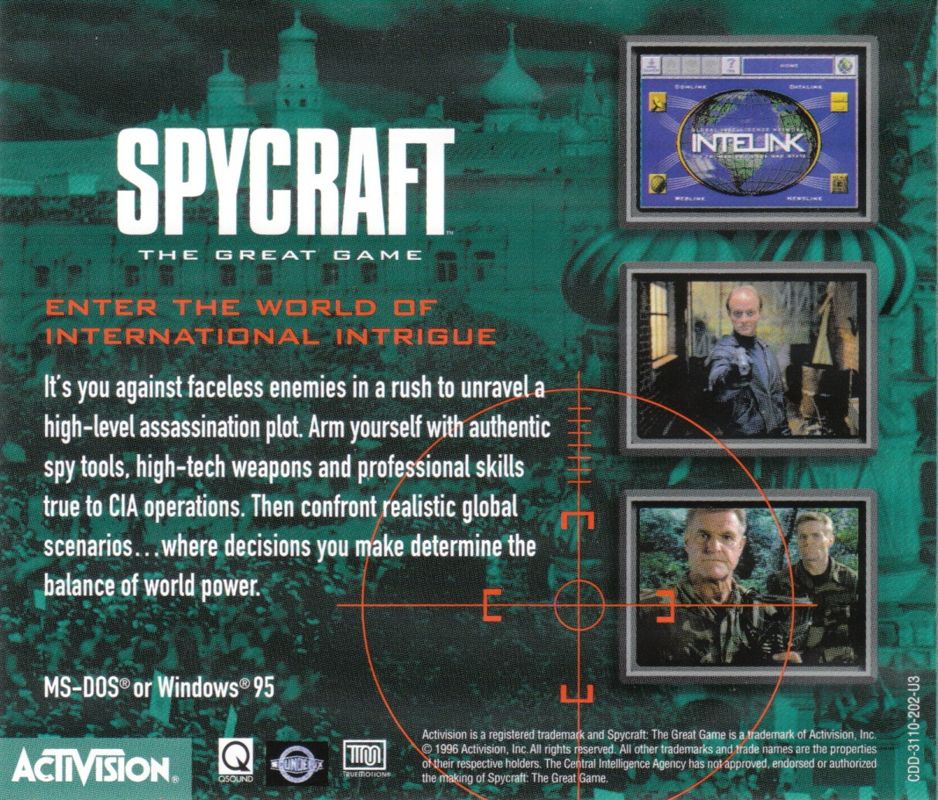 Other for Spycraft: The Great Game (DOS and Windows): Jewel Case - Back