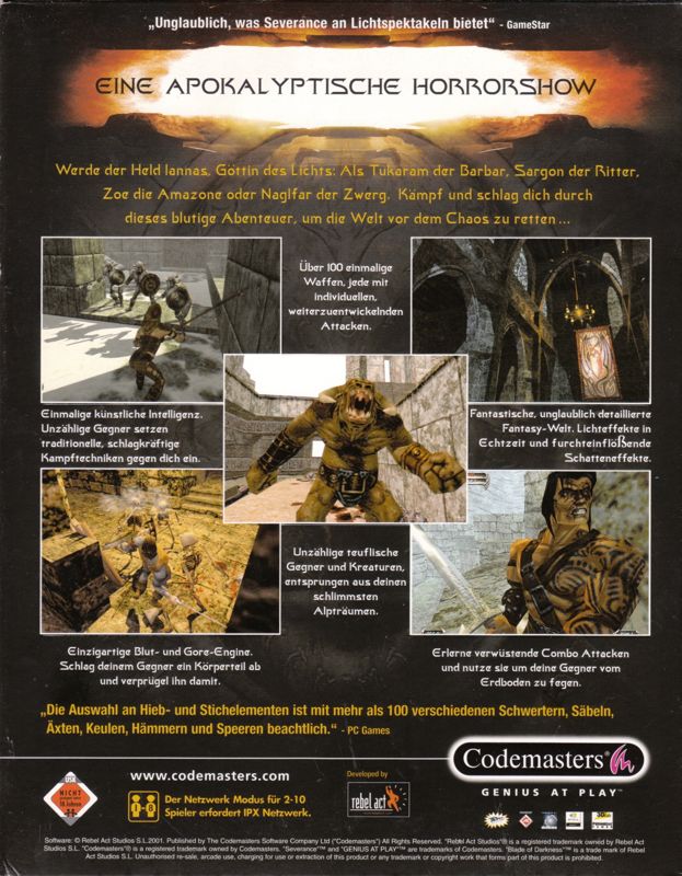 Back Cover for Blade of Darkness (Windows)