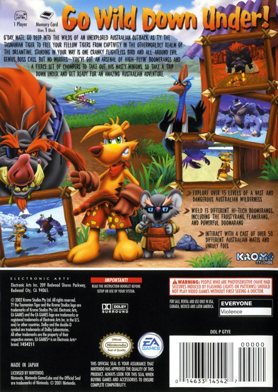 Back Cover for Ty the Tasmanian Tiger (GameCube)