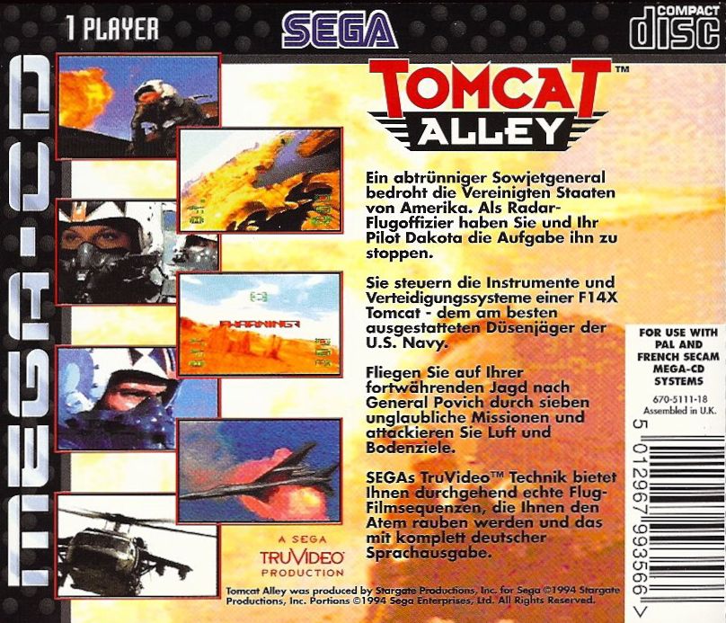 Back Cover for Tomcat Alley (SEGA CD)