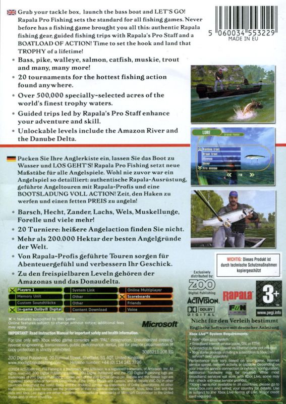 Back Cover for Rapala Pro Fishing (Xbox)