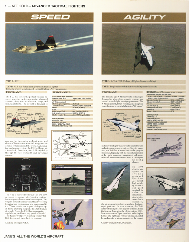 Inside Cover for Jane's Combat Simulations: ATF - Advanced Tactical Fighters - Gold (Windows) (Alternate): Left