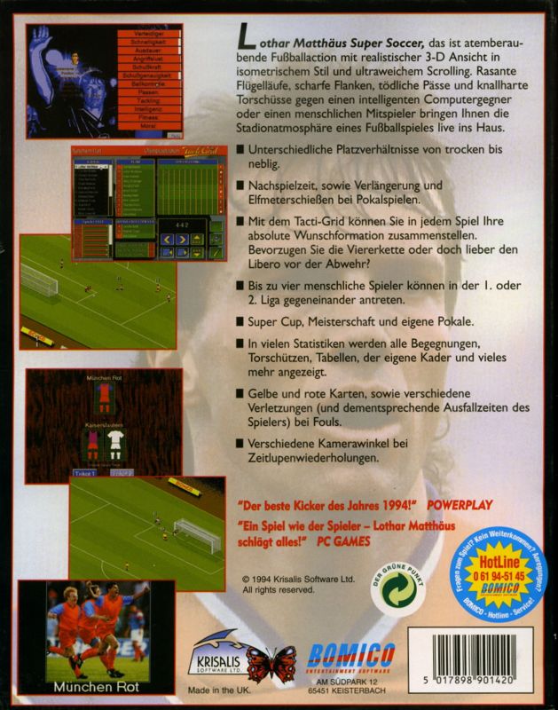 Back Cover for Manchester United: The Double (DOS)