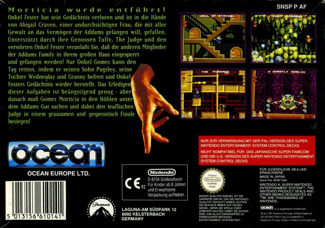 Back Cover for The Addams Family (SNES)