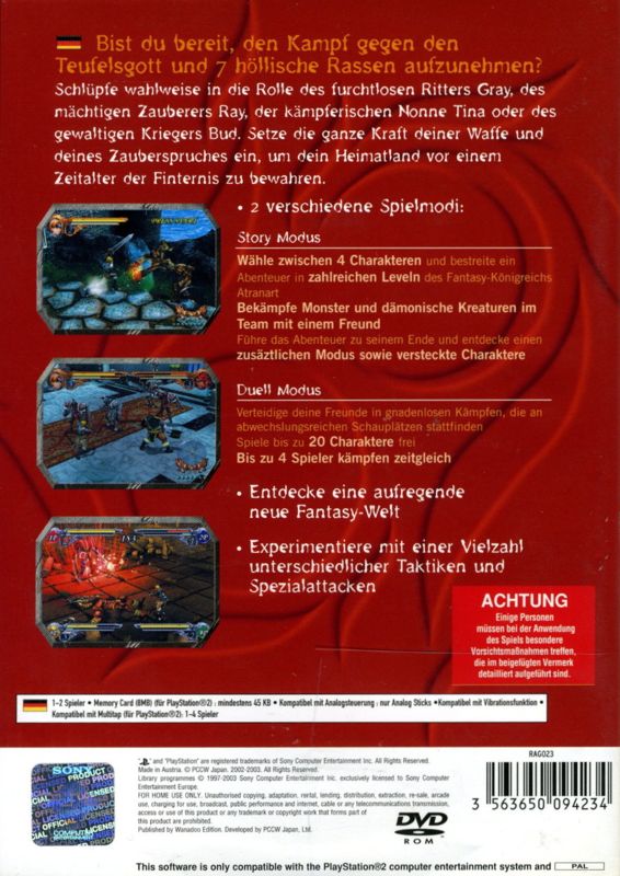 Back Cover for Raging Blades (PlayStation 2)