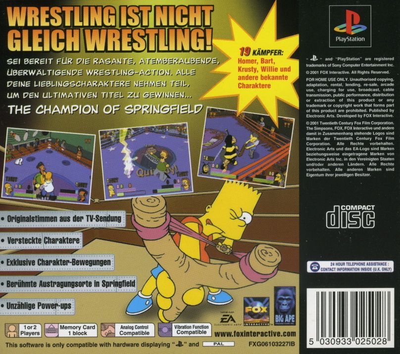 The Simpsons Wrestling cover or packaging material MobyGames