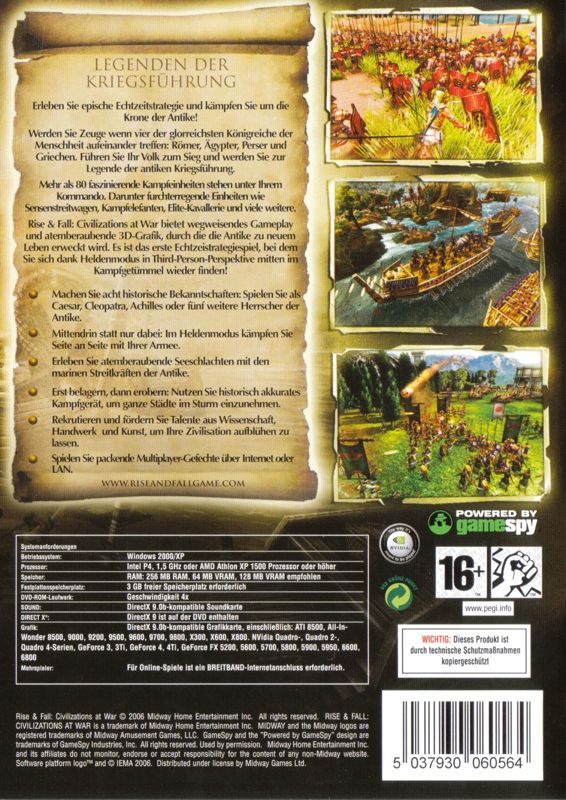 Other for Rise & Fall: Civilizations at War (Windows): Keep Case - Back